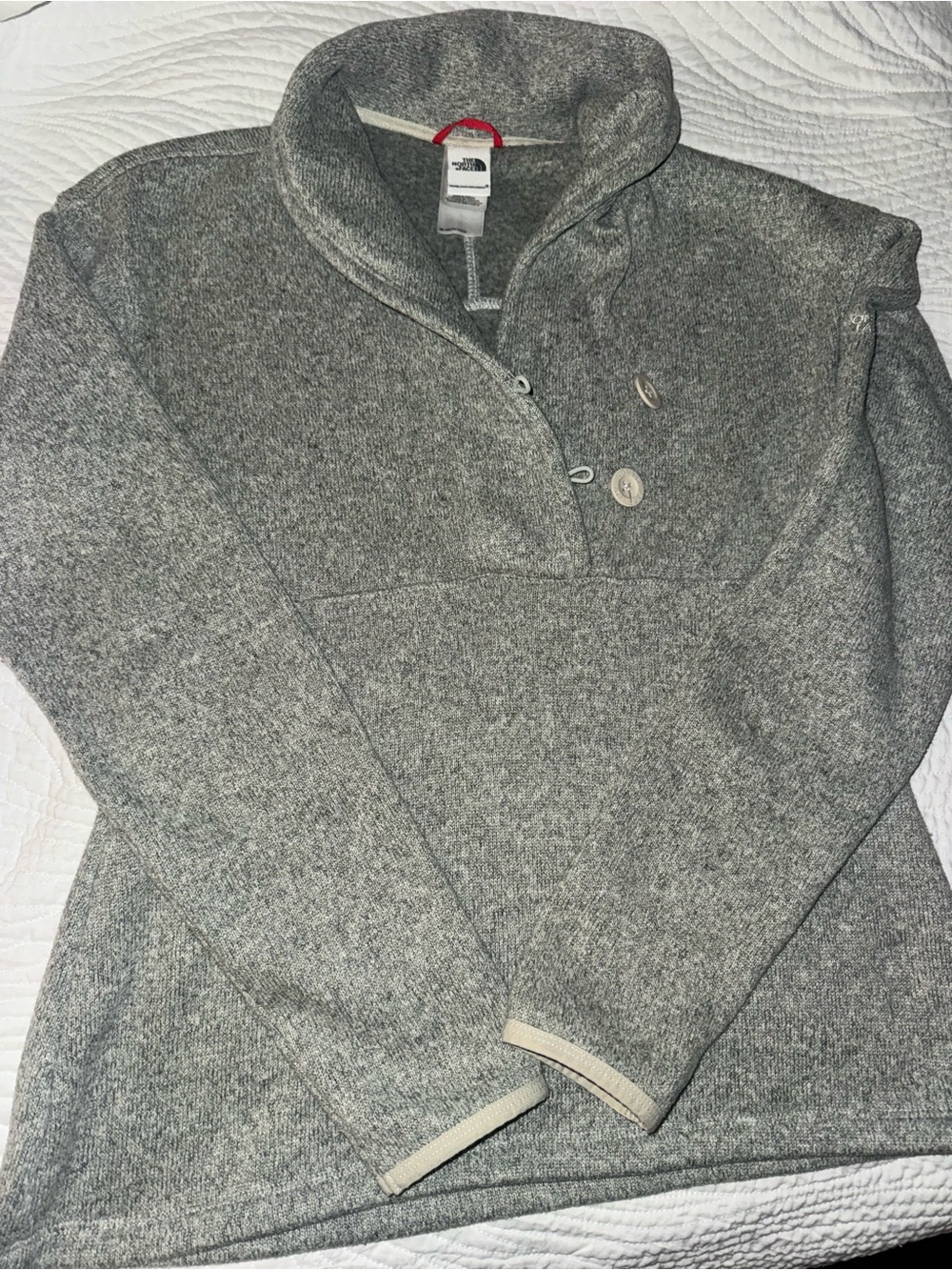 The North Face Women's Gray Shawl-Collar Button Pullover Sweater